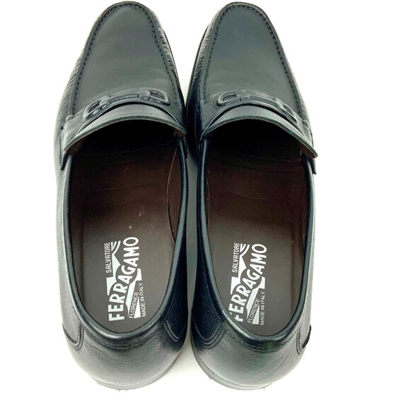 SALVATORE FERRAGAMO  Faraone Embossed Black Leather Loafers Size 13D - Picture 5 of 16
